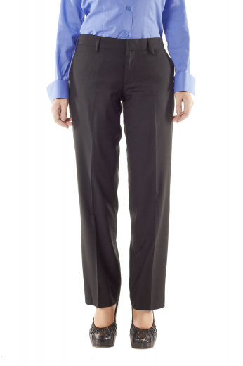 Custom Made Clothing With comfortable two point buttons and zipper fly for front closure, these snug fit black pants sport on seam pockets, gorgeous hand sewn hems and cuffs and extended belt loops. They can be handmade with wrinkle free fabrics.