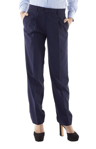 Classy high waist pants with reverse double pleats, two front slash pockets and two back pockets with button loops on them. Sassy casual office wears with zipper fly and buttons on the extended waistband for front closure. Display impressive hand sewn cuffs and hems. Can be custom-made with Italian wool and or cashmere.