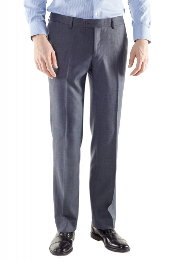 Tailored Slim Fit Mens Dress Trousers Bespoke and Custom Men's Pants in Dark Grey Wrinkle-free easy care Wool in Comfortable Fit. These elegant pants feature two custom made classic back pockets, two bespoke front slash pockets, hand sewn cuff hems and so much more.