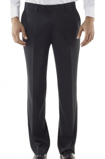 Try out this classic bespoke men's pair of luxury Italian wool and cashmere flat front suit pants. This sharp custom made suit pants comes with front slash pockets, two back pockets, zipper fly and extended belt loops, all held up by a tailored two-point button closure waistband.