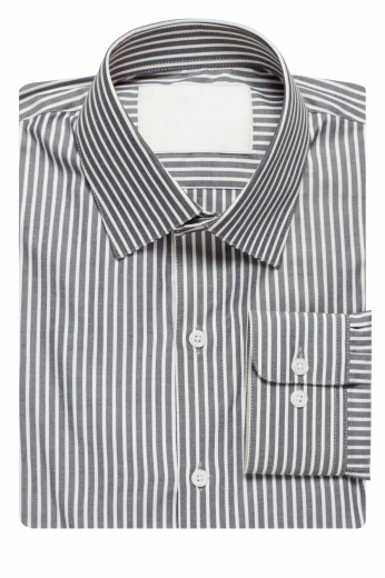 Mens Made To Order Slim Pinstripe Shirt Stay classy in this custom tailored men's elegantly refined pinstripe dress shirt with a slim cut. This tailor made no pocket dress shirt features a handmade Ainsley collar, rounded barrel cuffs, plain back, plain front and custom made stylishly hand sewn standard tails.
