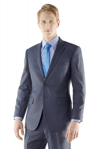 Mens Classic Tailored Suit Jacket Look well dressed in this tailored mens custom jacket two piece in metallic blue. This made to measure single breasted two-button suit jacket comes with handmade notch lapels and custom made welted upper pocket.