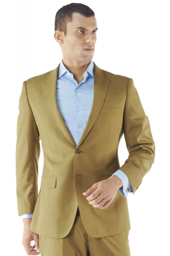Mens Expert Tailored Suit Jacket Step out corporately in this custom tailored mens camel jacket handmade by our expert tailors in a slim fit two button tailored style. This bespoke suit jacket comes with made to order rolled lapel and tailor made standard hand moulded shoulders.