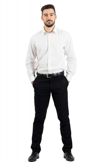Mens Handmade Ice White Dress Shirt This mens tailor made ice white formal cotton shirt is an ideal garment for interviews and meetings. You can also wear this mens handmade ice white dress shirt to work daily. This mens custom made full sleeve dress shirt features an iconic button down collar with 2 1/2 inch collar points, rounded barrel cuffs, and a placket front. You can purchase this mens bespoke ice white formal dress at My Custom Tailor at rates that you can easily afford.