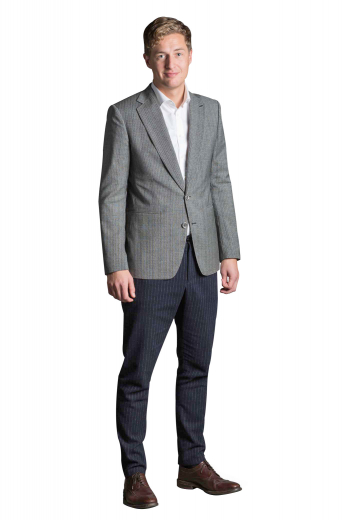 Mens Handmade Slim Fit Grey Formal Blazer This classy mens made to order 180s wool blazer in grey is a perfect formal for work and office. With classic 3 inch wide 2 notch lapels and 2 front close buttons, this mens handmade slim fit grey blazer also features an iconic boutonniere on the left lapel. This mens custom made 180s wool blazer with 2 double piped lower pockets can be purchased at My Custom Tailor at affordable rates.