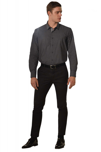 Mens Made To Order Cotton Dress Shirt This stellar mens handmade cotton dress shirt with checks is a stunning option for men who like to keep things stylish at work. With an iconic Ainsley collar and 2 3/4 inch wide collar points, this mens handmade dark grey formal dress shirt is hand sewn by weavers at My Custom Tailor to represent 2 rounded barrel cuffs, standard tails, and a simple plain back. You can wear this mens tailor made slim fit business dress shirt to interviews and board meetings to leave a lasting impression.