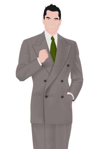Mens Handmade Vintage Double Breasted Suit Behold a tailored men's slim fit vintage suit with a classically flattering design made by expert tailors. This handmade vintage suit features a pair of flat front suit pants with a standard two-point button and hook closure and a classic four pocket design. The pants are paired with a matching custom made double breasted vintage jacket with six buttons, 1 to close and peak lapels.