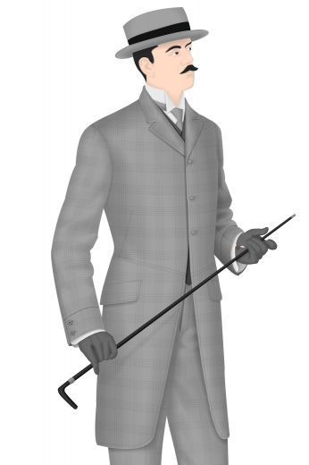 Mens Custom Made Vintage Long Jacket Suit Check out this hand tailored men's vintage long jacket with a three button design and peak lapels that are simply timeless. This bespoke jacket is completed by a vintage pair of men's vintage flat fronts pants. This made to order men's vintage suit is made by expert tailors and would easily fit in to any formal event.