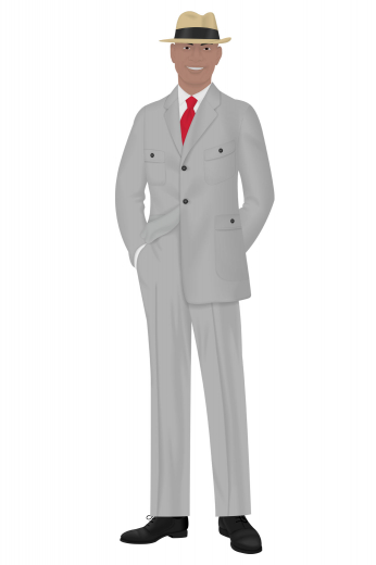 Mens Tailored Classic Two Button Suit A hand tailored flattering pair of sophisticated men’s formal suit pants with a great slim fit, a standard two-point button and hook closure waistband that sits comfortably and a gorgeous flat front pleat style that you will love. These great pants are paired with a classic men's two-button single breasted slim cut suit jacket featuring notch lapels and standard pockets with flaps.