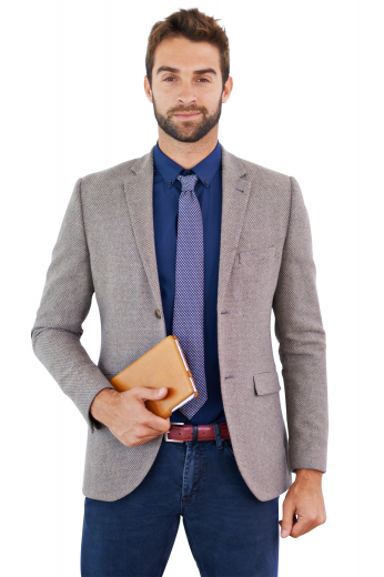 Mens Handmade Ash Grey Alpaca Wool Blazer This single breasted mens bespoke ash grey alpaca wool blazer is an answered prayer for men who want to invest into buying something that looks classy as a formal for interviews as well as an ideal fit for weddings and corporate parties. It is handmade at My Custom Tailor by skilled weavers who fabricate it to flaunt a slim cut fitting with 2 front buttons to close, notch lapels with a stylish boutonniere on the left lapel, 2 flapped lower pockets, and 1 upper welt pocket.