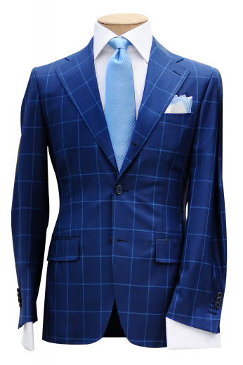 Trot towards the style you always wanted at work with this super classy mens plaid and cotton mixed handmade blazer in blue colour. This must buy made to order sports jacket looks stunning on golf course as well as office interviews and board meetings. It is an elegant piece woven with Cashmere and cotton to bring to picture a stylish slim fit single breasted blazer with notch lapels, two front closure buttons, one upper welt pocket, and two lower pockets with flaps. 