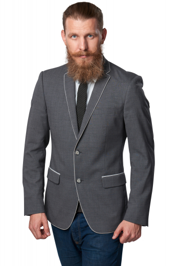 Mens Handmade Bespoke Dark Grey Wool Blazer This must have handmade dark grey single breasted blazer for men from the premium range of linen wool fabric at My Custom Tailor is an elegant formal for trendsetters. It puts forth a fashionable trend of notch lapels and lower flapped pockets that can be order made to flaunt contrasting white trimming for a classic look. It reflects ease and comfort with a two button front closure and super soft texture. A fashion cult for sophistication and simplicity, this bespoke formal blazer can be worn to interviews as well as board meetin