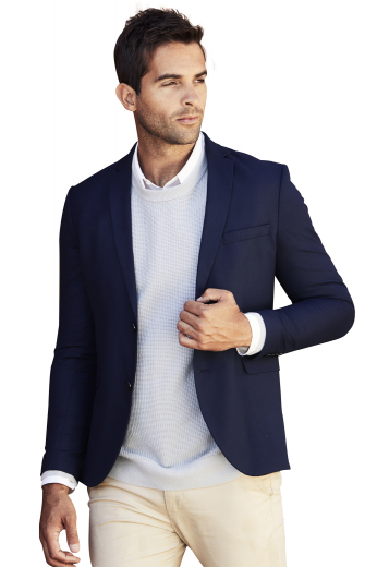 Mens Custom Made Navy Cashmere Blazer This bespoke navy blue mens blazer is an eye-tempting classic formal that's made to order with high-quality cashmere wool. It's best known for its elegant slim cut fit and hand sewn notch lapels that are comfortable as well as classy. It's a single-breasted formal attire that has a super comfortable two button front closure further festooned with an upper welted pocket and two lower pockets with flaps for safety. You must own one to develop a taste for sophisticated dressing.