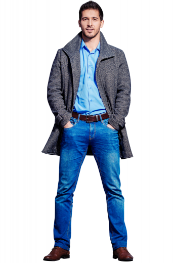 Mens Charcoal Semi Casual Bespoke Made Coat This men's charcoal coat is tailor made in a fine wool and tweed and cut to a slim fit, featuring a button closure, edge stitched lapels and pockets.