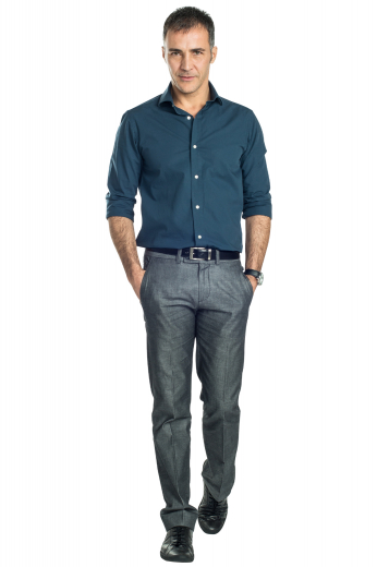 Mens Semi Formal Tailored Charcoal Trouser This men's custom made charcoal trouser is tailor made in a fine wool blend and cut to a slim fit, featuring slash pockets, extended belt loops and a flat front pleat. It is a fantastic option for your everyday wardrobe!