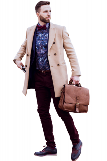 Mens Maroon Wine Tailored Pant This men's maroon pant is tailor made in a fine wool blend and cut to a slim fit, featuring slash pockets and extended belt loops. It is a fashionable choice that can be dressed up or down, made to fit you perfectly.