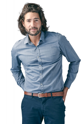 Mens Slim Cut Tailored Blue Shirt Tailor Made This men's slim cut blue shirt is made to measure in a fine linen blend and features an ainsley collar and rounded barrel cuffs. It is a sleek option for any formal or office occasion!