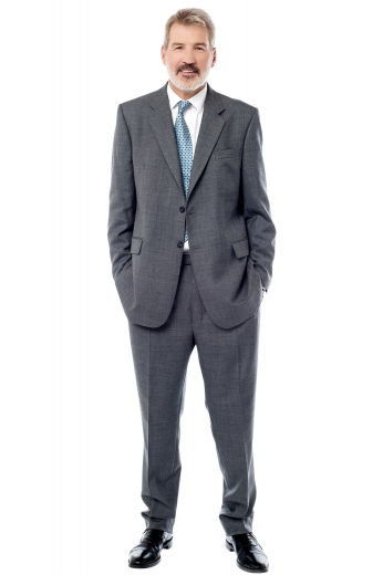 Slim Fit Sleek Grey Custom Tailored Business Suit This sleek men's pant suit is tailor made in a fine wool blend and cut in a slim fit, featuring notch lapels, single breasted button closures, and slash pockets.