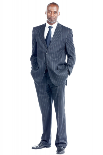 Striped Mens Dark Navy Bespoke Tailored This striped men's pant suit is tailor made in a fine wool blend and cut in a slim fit, featuring satin notch lapels, single breasted button closures, and slash pockets.