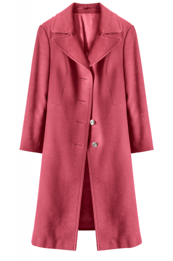 Womens Bespoke Made Deep Pink Coat This tailor made coat is made in a fine wool blend, featuring a single breasted coat and high peak lapels. The high quality hand made coat will last you through winters to come!