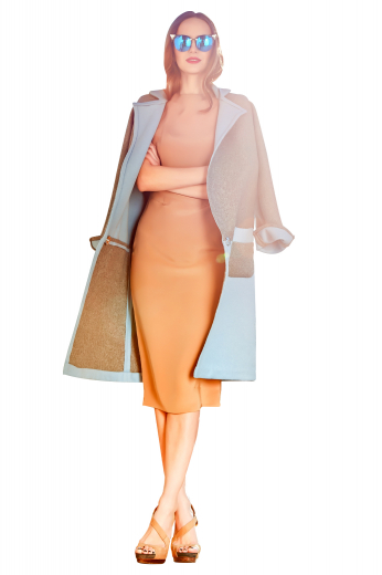 Womens Color Block Custom Bespoke Overcoat This modern color block overcoat is incredibly stylish, landing just above the knee in a single breasted style. You are sure to love bringing it out every winter.