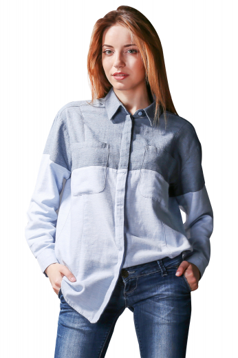This women's slim cut blouse features an ainsley collar, rounded barrel cuffs, and matching buttons. The blouse has a contrast detailing, perfect for a casual weekend outfit. 