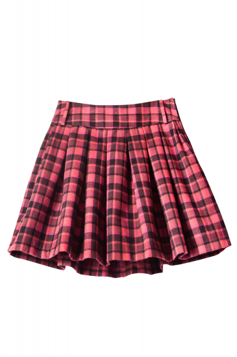 A custom hand tailored women's classic schoolgirl plaid red mini skirt with a gorgeous pleated hem. This schoolgirl style pleated skirt is custom made in a beautiful wool blend, perfect for all ages.