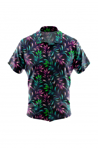 Men's short sleeved shirt for casual wear with fun fluorescent print plants all in a fun shades and colors that add an extra pop yo any outfit. A fun men's custom tailored poplin short sleeve dress shirt intricately designed. This men's made to measure dress shirt is great for a casual day out on the town and also for summer vacation. This handstitched dress shirt will make a great addition to your summer shirt collection.