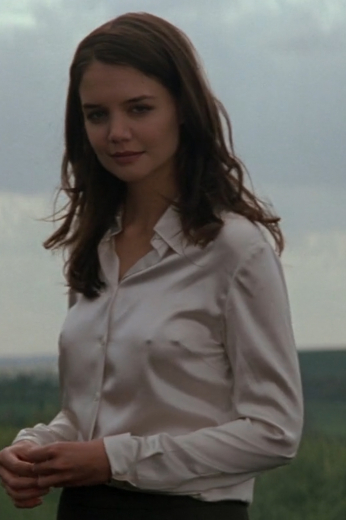 Katie Holmes Batman Blouse Batman Begins features this custom tailored women’s silk blouse worn by Hollywood actress Katie Holmes. This custom celebrity blouse is tailored for Batman cosplay and elegant day to day wear.