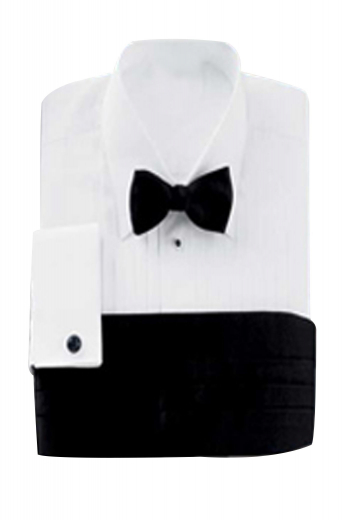 Mens Luxurious European Tuxedo Shirt A custom-made men's luxurious bespoke European styled slim cut tuxedo shirt made elegantly with a forward point collar and a classic pleated front to complete the look.
